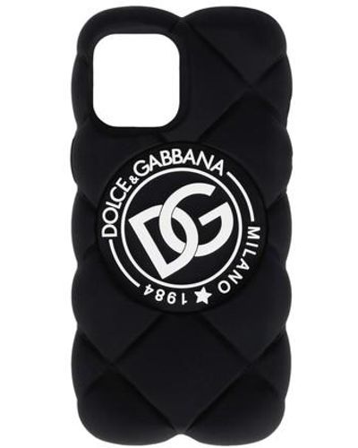 Dolce & Gabbana Gummicover mit Stepp-Optik für iPhone 12 Pro mit DG-Logo - Schwarz