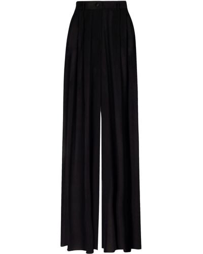 Dolce & Gabbana Weit geschnittene Hose aus Seidenchiffon - Schwarz