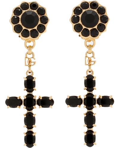 Dolce & Gabbana Tropfen-Ohrringe mit Kreuz-Details - Schwarz