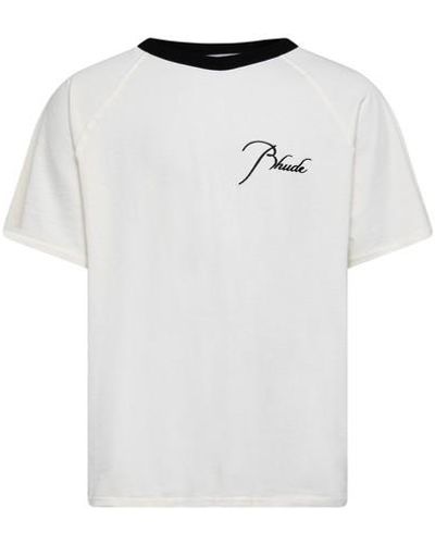 Rhude Logo-T-Shirt Raglan - Weiß