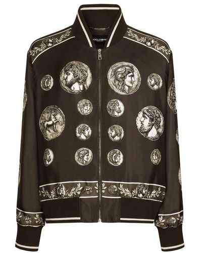 Dolce & Gabbana Coin Print Silk Twill Jacket - Black