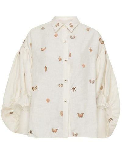 Agua Bendita Agar Caracola Shirt With Puffed Sleeves - Natural