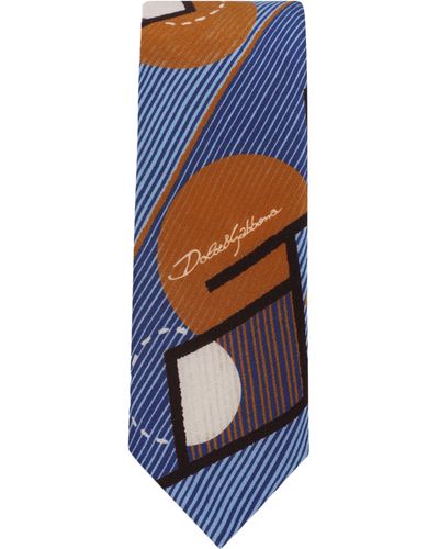Dolce & Gabbana Cravate imprimée en crêpe et soie - Bleu