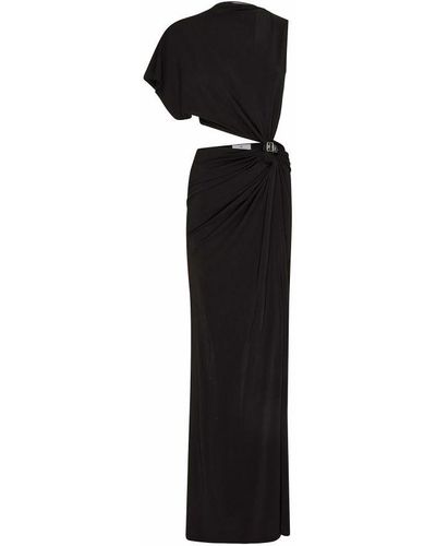 Courreges One Shoulder Crepe Jersey Long Dress - Black