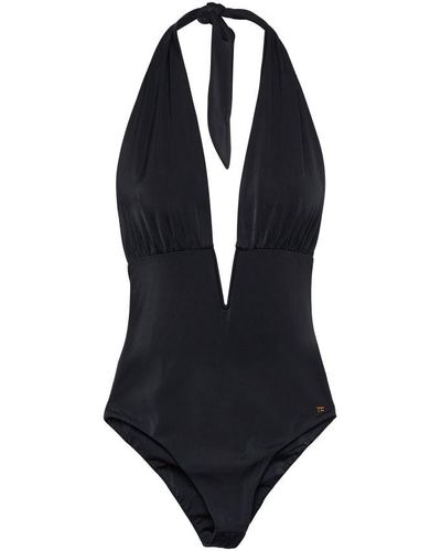 Tom Ford Glossy Jersey Swimsuit - Blue
