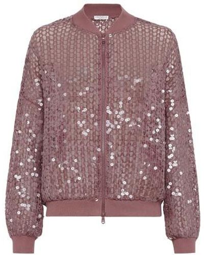Brunello Cucinelli Dazzling Embroidery Bomber - Pink