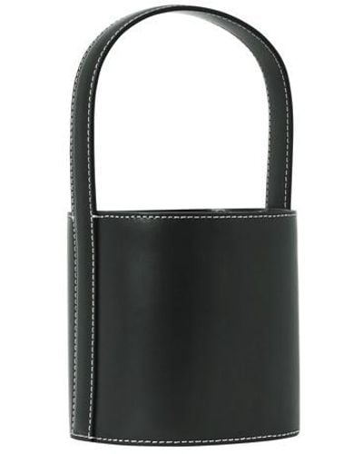 STAUD Bisset Small Leather Bucket Bag - Black