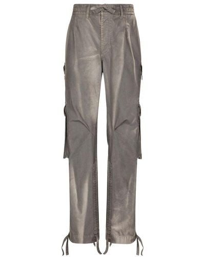 Dolce & Gabbana Cotton Canvas Jogging Cargo Trousers Garment Dyed - Grey
