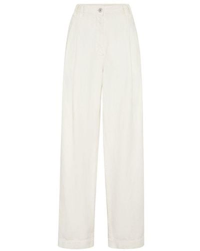 Brunello Cucinelli Cotton And Linen Trousers - White