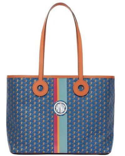 Moynat 2015 Blue/White Leather Casual Week-end RIVAGE TOTE BAG 35