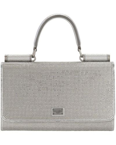 Dolce & Gabbana Kim Dolce&Gabbana Satin Phone Bag With Fusible Rhinestones - Gray
