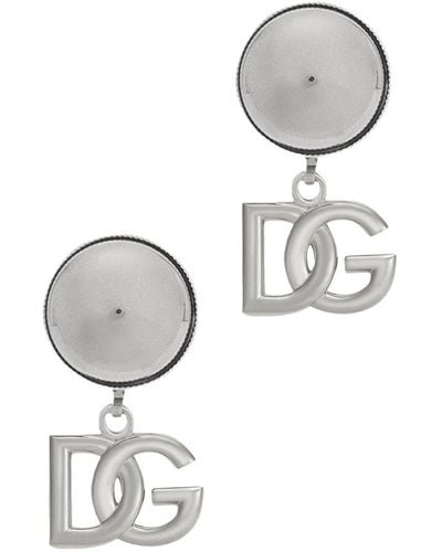 Dolce & Gabbana Clip-On Earrings With Dg Logo - Metallic