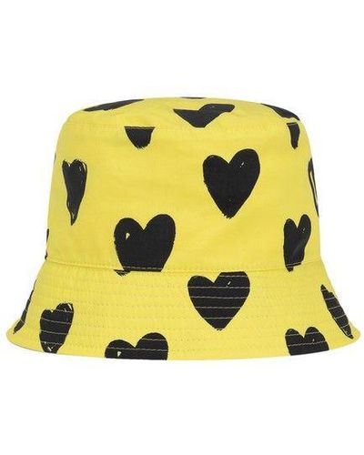Dolce & Gabbana Cotton Bucket Hat With Heart Print - Yellow