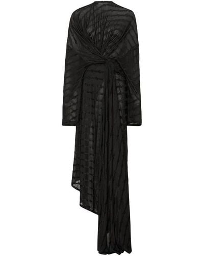 Balenciaga Bb Monogram Front Drape Dress - Black