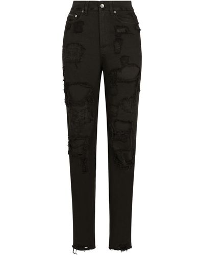 Dolce & Gabbana Boyfriend-Jeans mit Rissen - Schwarz