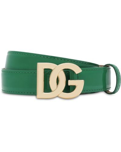 Dolce & Gabbana Gürtel aus poliertem Kalbsleder mit DG-Logo - Grün