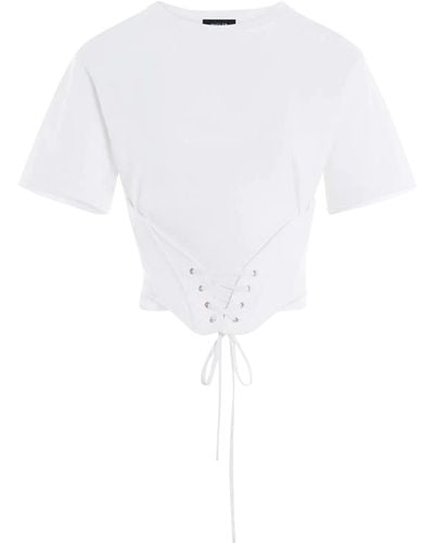 Mugler T-Shirt mit Korsagen-Detail - Weiß