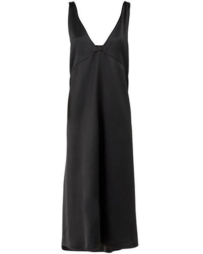 Maison Rabih Kayrouz Satin V-Neck Dress - Black