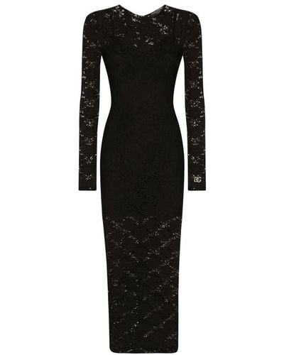 Dolce & Gabbana Long Lace Dress - Black