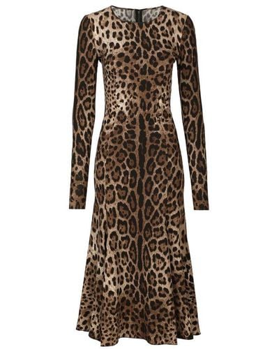 Dolce & Gabbana Calf-Length Cady Dress - Brown