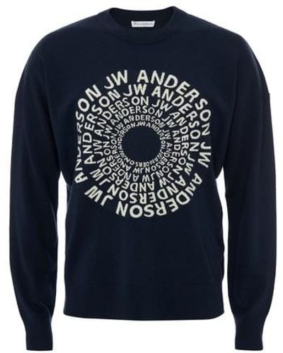 JW Anderson Jacquard Swirl Logo Sweater - Blue