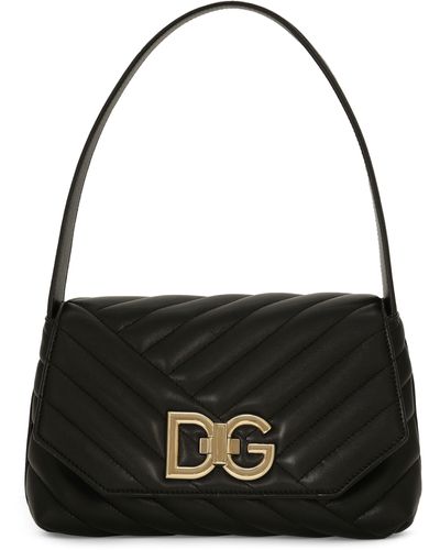 Dolce & Gabbana Sac en cuir matelassé à boucle logo - Noir