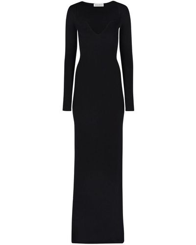 Nina Ricci Fitted Wool-Blend Long Dress - Black