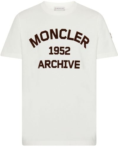 Moncler Kurzarm-T-Shirt mit Logo-Print - Weiß