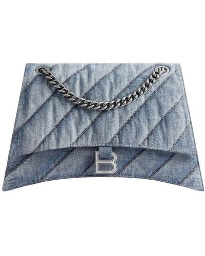 Balenciaga Crush Medium Chain Bag Quilted - Blue