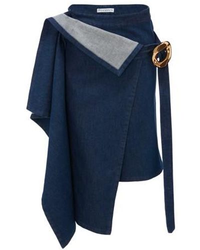 JW Anderson Side Drape Chain Link Skirt - Blue
