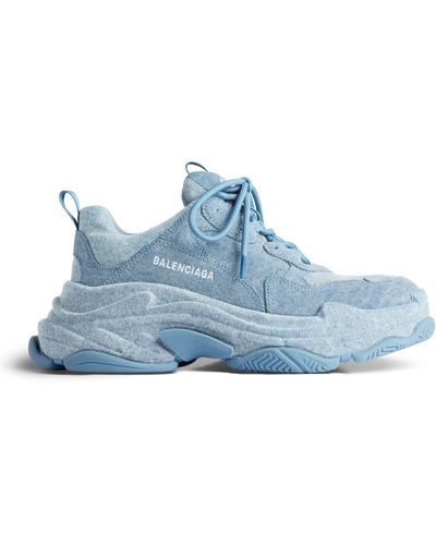Balenciaga Sneakers Triple S en denim - Bleu