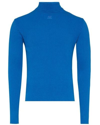 Courreges Mockneck Sweater - Blue