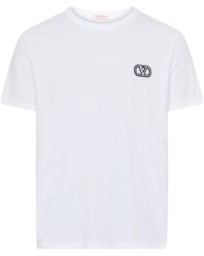 Valentino Garavani T-Shirt aus Baumwolle mit Print VLogo Signature - Weiß