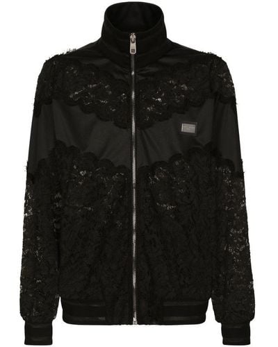 Dolce & Gabbana Cordonetto Lace And Technical Jersey Sweatshirt - Black