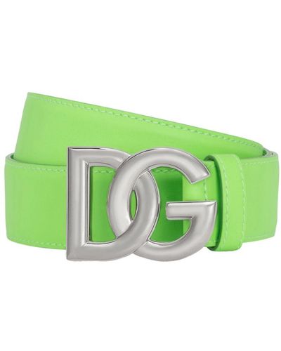 Dolce & Gabbana Calfskin Belt With Dg Logo - Green