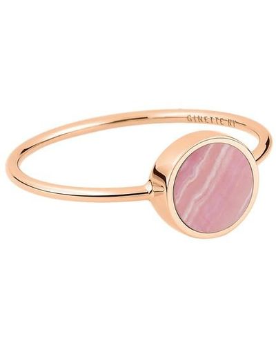 Ginette NY Mini Ever Rhodocrosite Disc Ring - Pink