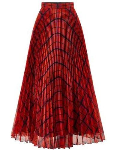 Rochas Pleated Maxi Skirt - Red