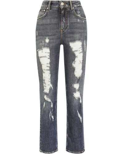 Dolce & Gabbana Boyfriend-Jeans mit Rissen - Grau