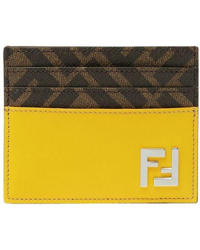 Fendi Ff Squared Card Holder - Yellow