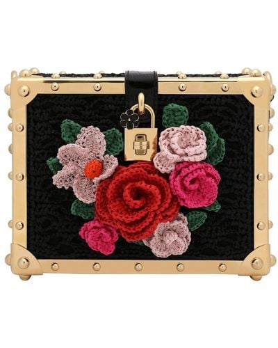 Dolce & Gabbana Raffia Crochet Dolce Box Bag - Multicolor