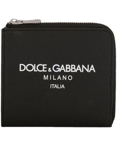 Dolce & Gabbana Calfskin Card Holder With Logo - Black