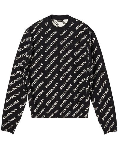 Balenciaga Mini Allover Logo Sweater - Black