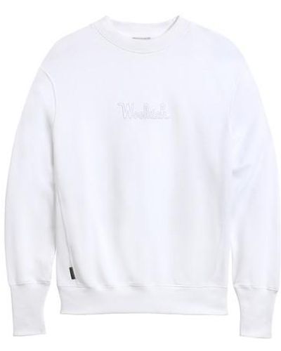 Woolrich Rundhals-Sweatshirt mit Logo - Weiß