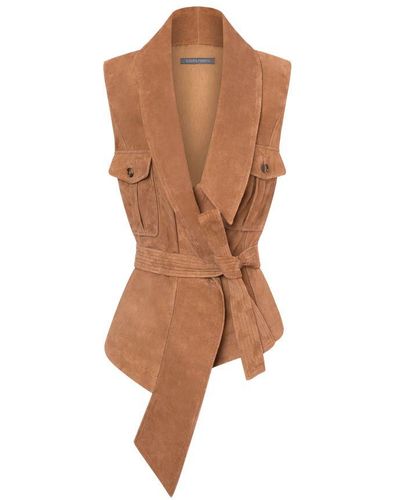 Alberta Ferretti Suede Waistcoat With Sash - Orange