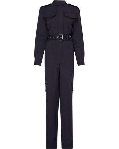 Alexander McQueen Langer Jumpsuit mit Gürtel - Blau