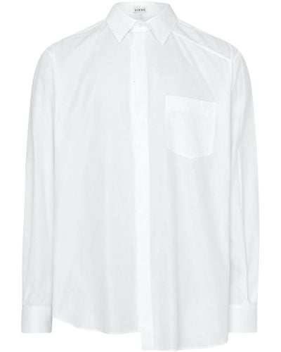 Loewe Asymmetrisches Baumwollhemd - Weiß