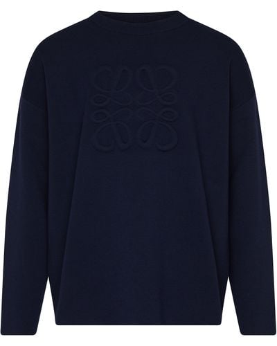 Loewe Sweatshirt mit geprägtem Anagram-Logo - Blau