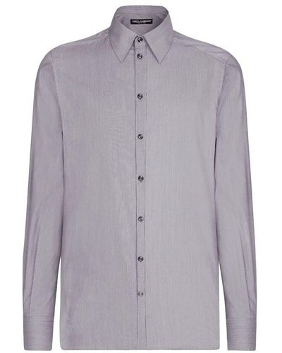 Dolce & Gabbana Cotton Martini-Fit Shirt - Purple