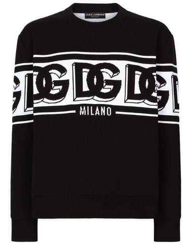Dolce & Gabbana Wool Jacquard Round-Neck Sweater - Black