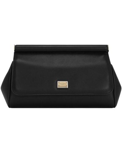 Dolce & Gabbana Large Leather Sicily Clutch Bag - Black